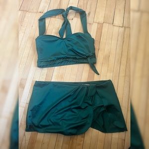 Bettie Page two piece emerald bathing suit set